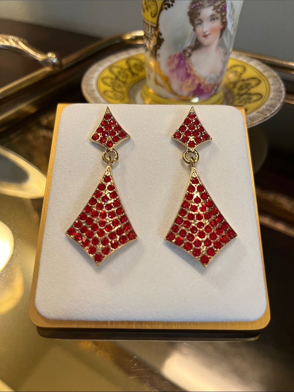 Ruby Red Crystal Drop Earrings